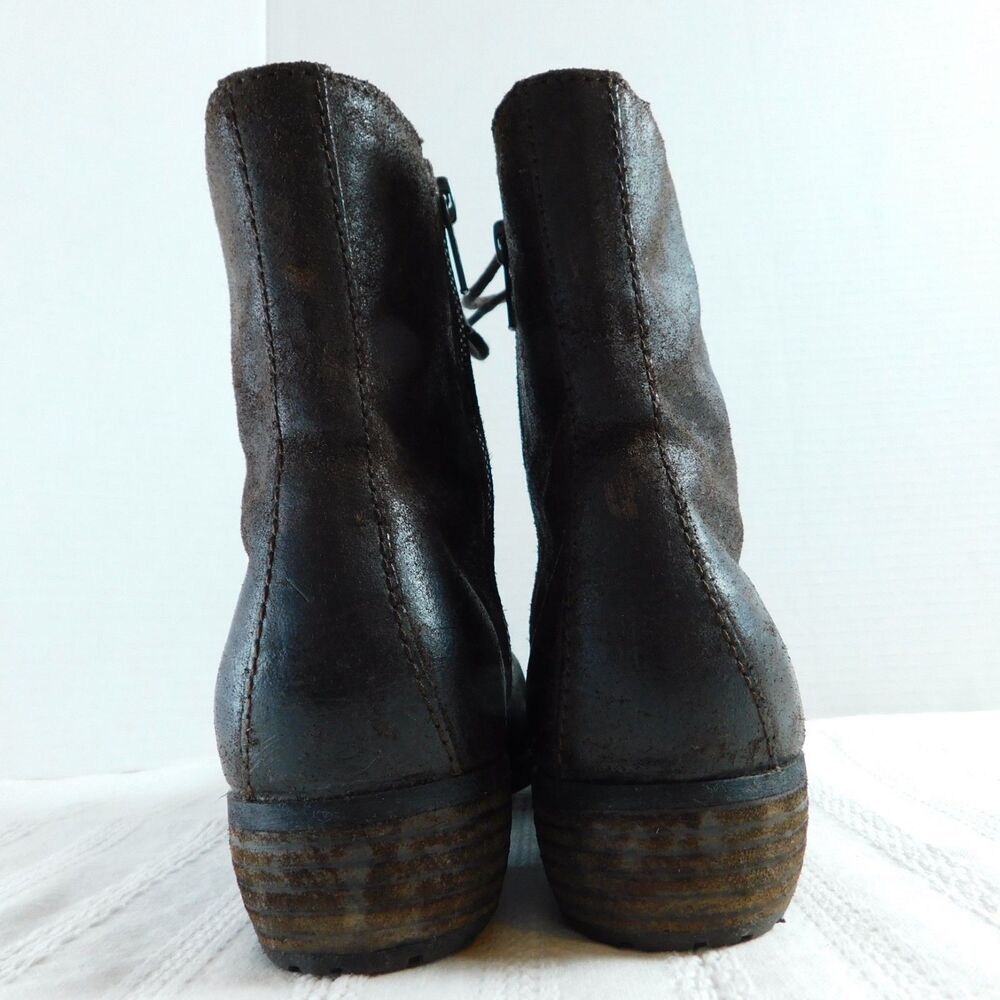 Born Brown Boots Leather Ankle Booties Size 7 Zip Lace-Up Distressed Genuine GUC - Picture 7 of 16